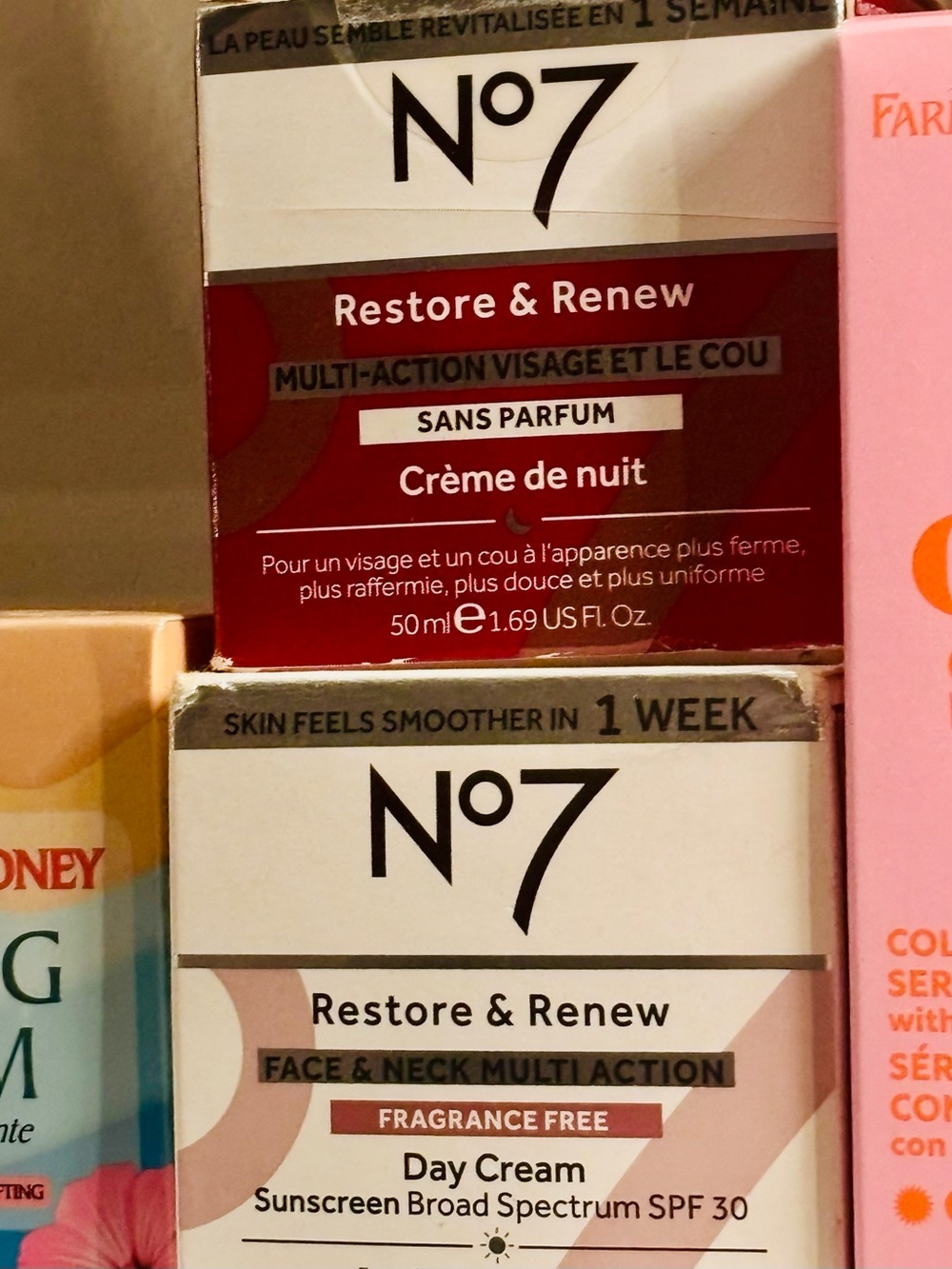 Restore & Renew Day Cream SPF 30 and Night cream.